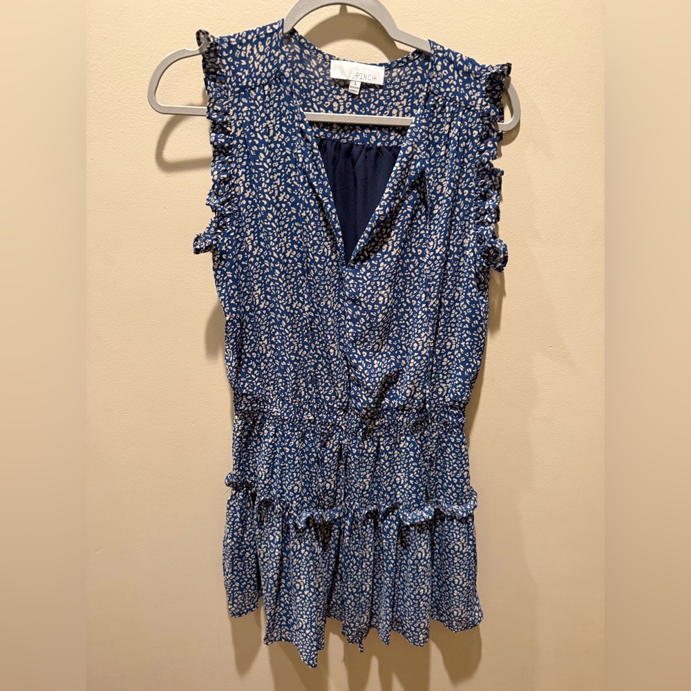 Navy Animal Print Mini Dress Women’s Small